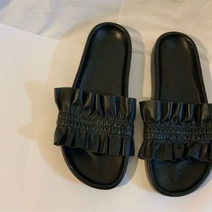 ULLA JOHNSON Rex Leather Sandals 37 Black Slides